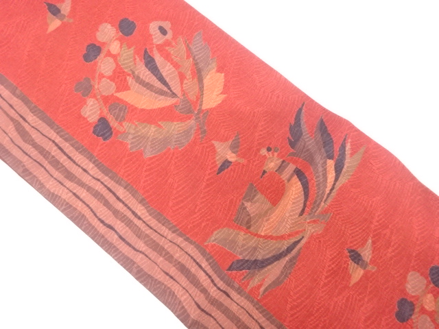 JAPANESE FUKURO OBI / MATELASSE / WOVEN FLOWER & BIRD